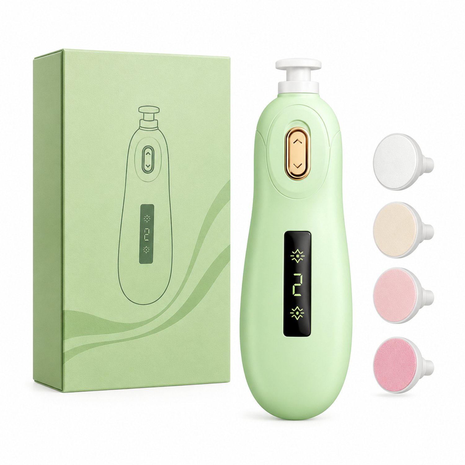 Elektrische nagelknipper - groene batterijvariant - 3 snelheden en verlichting - voor dagelijks thuisgebruik - geschenkverpakking