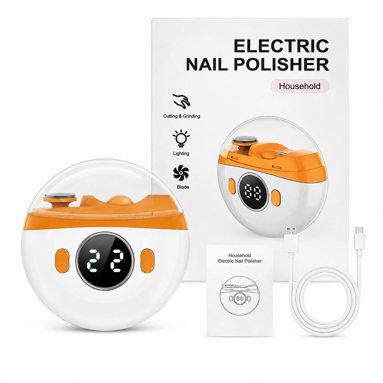 Elektrische nagelknipper - voor hand- en teennagels - voor dagelijks gebruik, thuis en zakelijk - oranje - basisverpakking