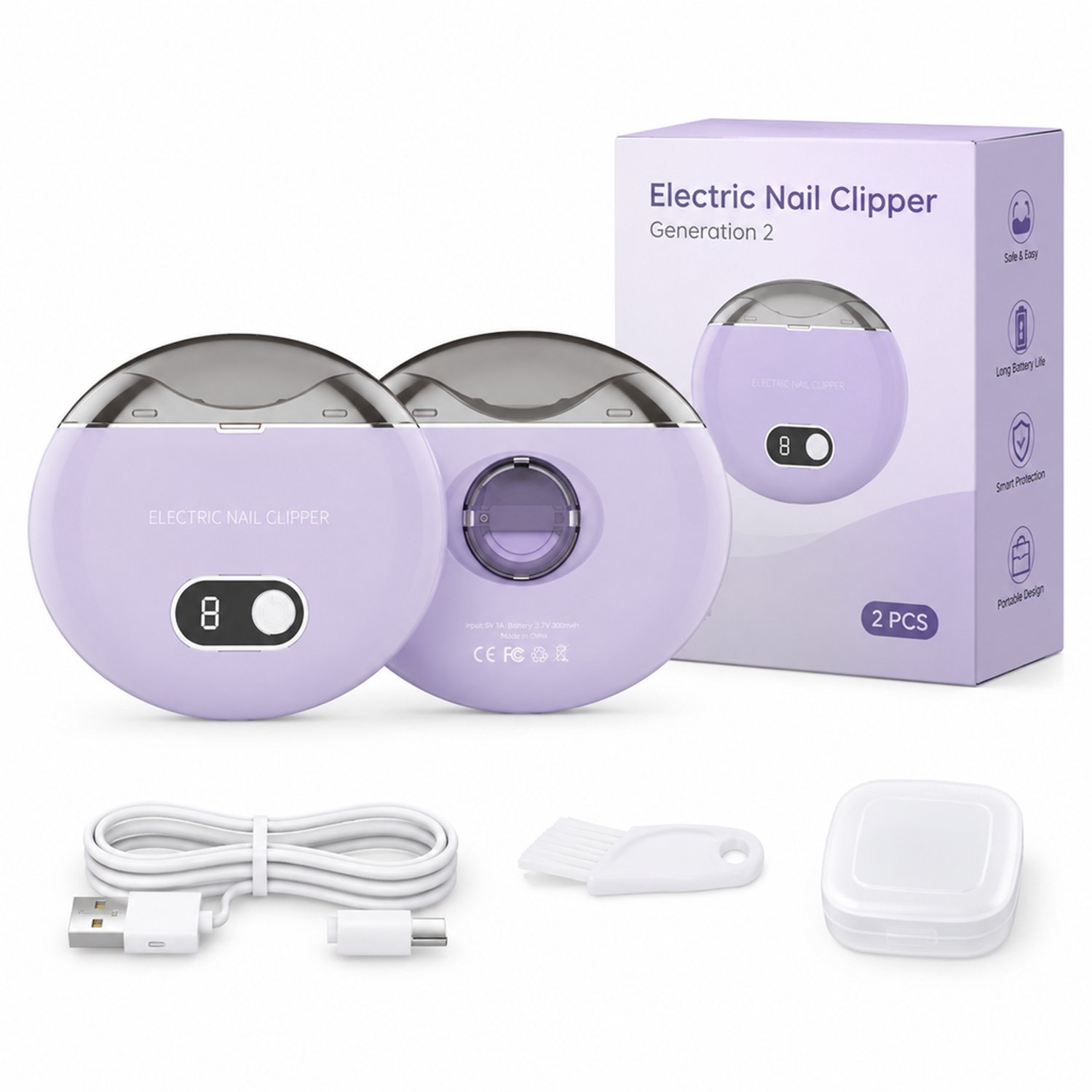 elektrische nagelknipper - generatie 2 paars - Engelse verpakking - set van 60 stuks