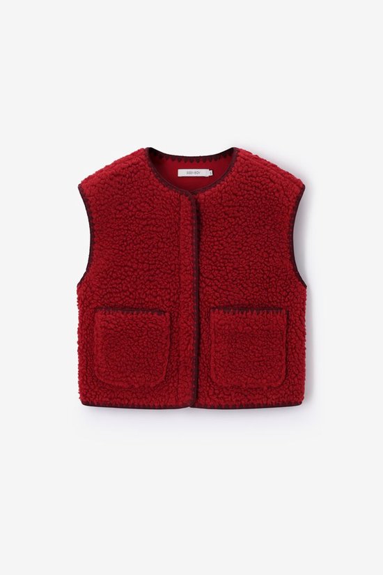 Lichtrode Wollen Teddy Gilet