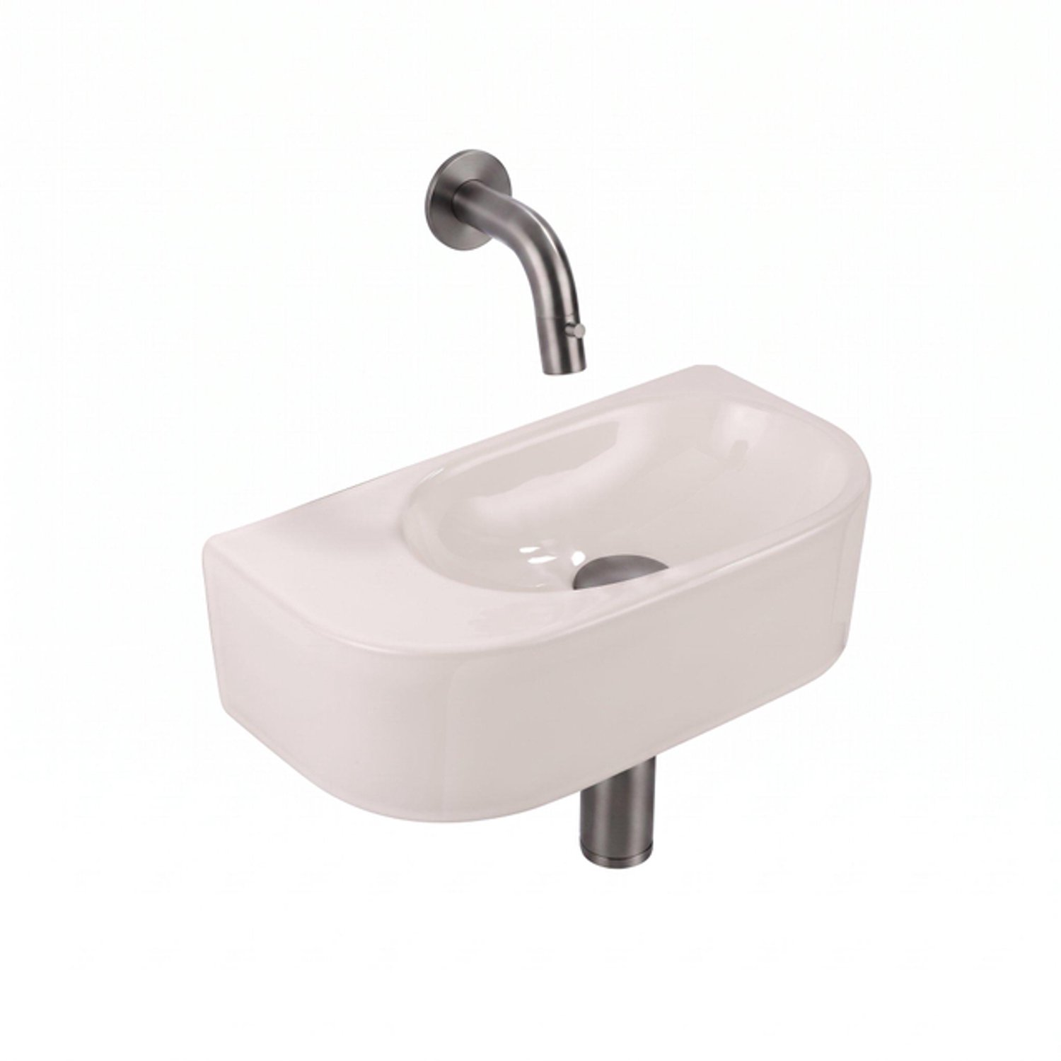 QeramiQ Fuente fonteinset – halfrond – 40x22x12 cm – keramiek linnen – zonder kraangat – kraan gunmetal