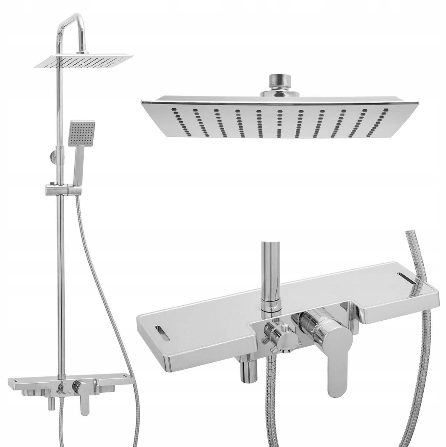 Yoka Home Doucheset met Regendouche, Plank en Extra Kraan - Chroom