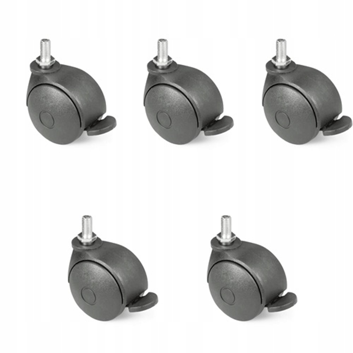 5x Zwenkwiel met M8 Schroefdraad en Rem - 50mm