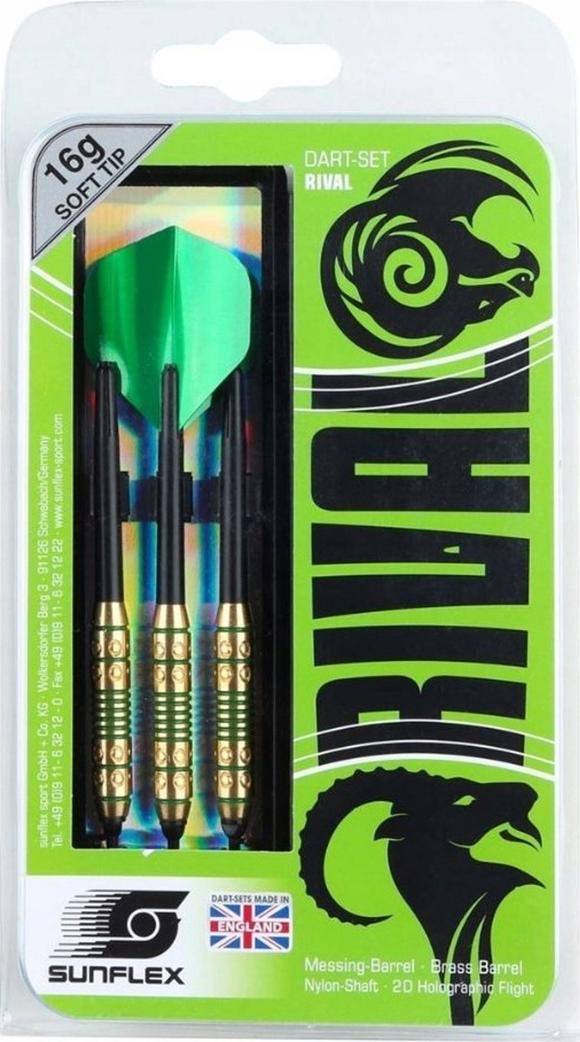 Sunflex Rival Dartpijlen Set - 3 Stuks, 16g, Messing