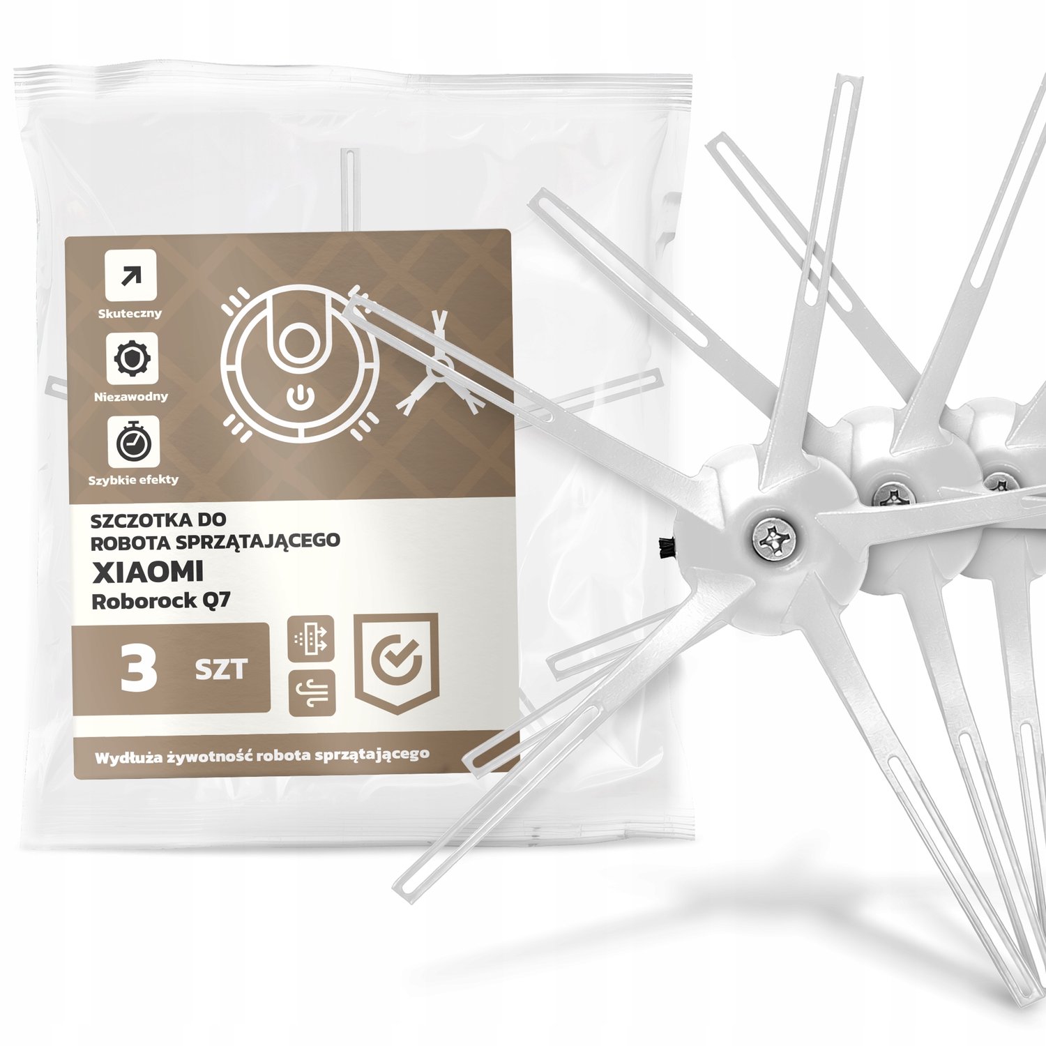 3x Zijborstel voor Xiaomi Roborock Q7 Robotstofzuiger