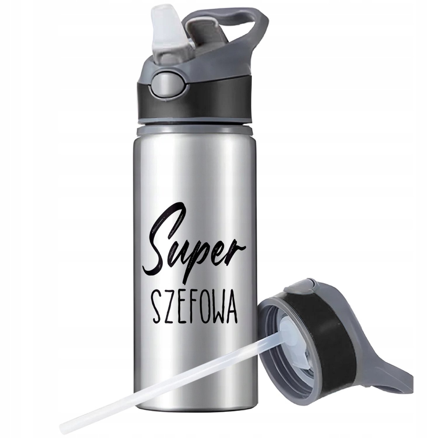 Aluminium Sport Bidon 650ml met Rietje en Handvat - Merkloos