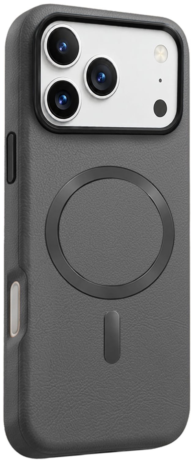 Hoesje - Geschikt voor Apple iPhone 18 Pro - Magsafe Compatible - Leer Look - Sterk & Shockproof - Back Cover - Shock Proof Case - Telefoon Hoes Shockproof - Telefoonhoesjes - Grijs