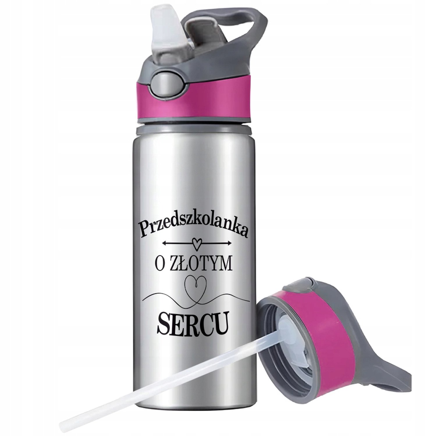 Sport Bidon 650ml Aluminium met Rietje en Handvat