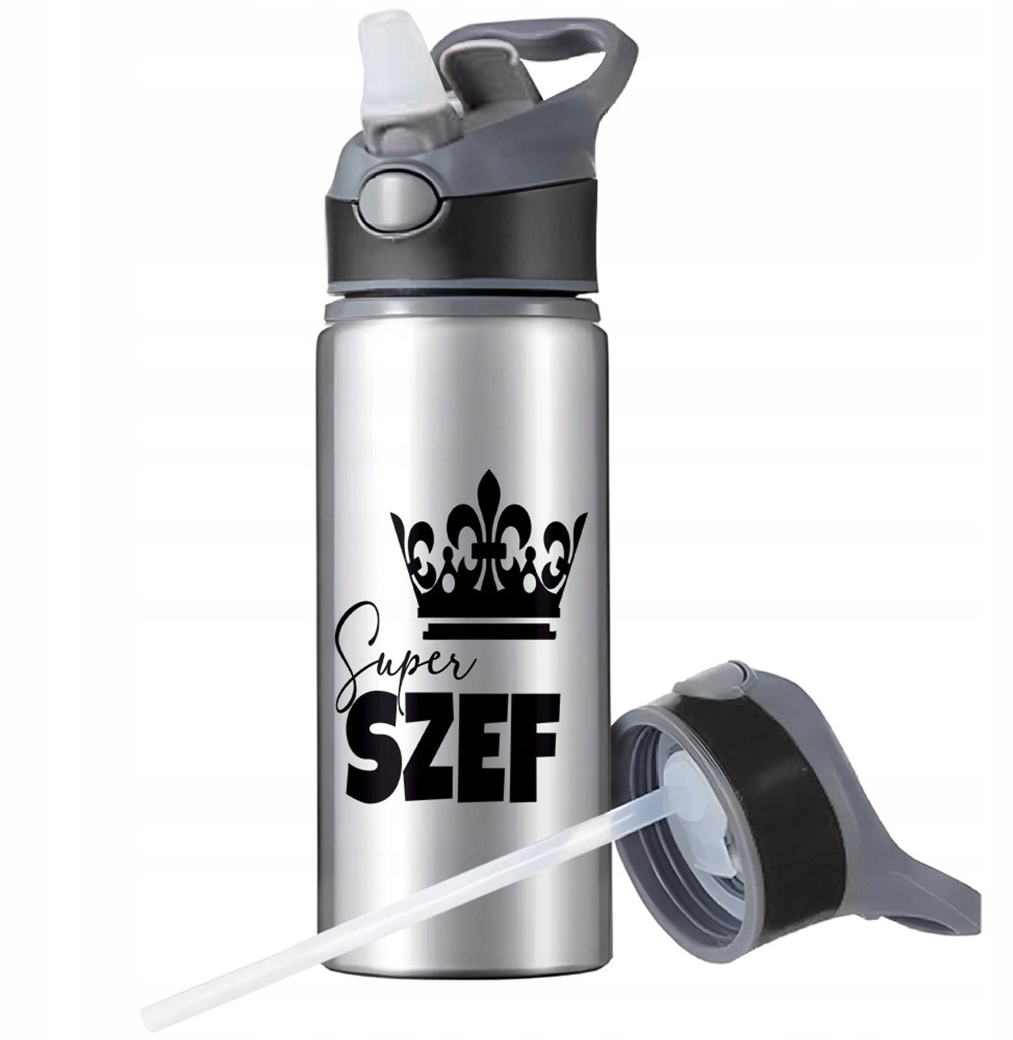 Aluminium Bidon Sportief met Rietje en Handvat - 650ml