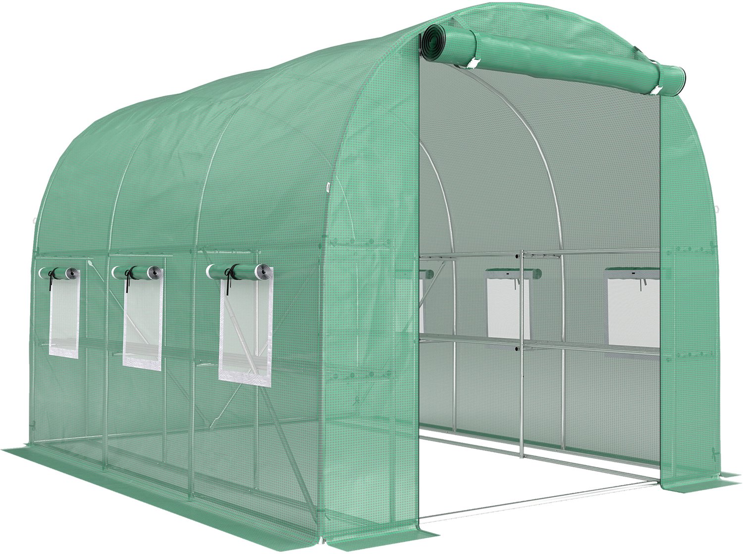 Sunona Foliekas - Met regalen, 6 ramen en roldeur - 198 x 275 x 191 cm - Groen