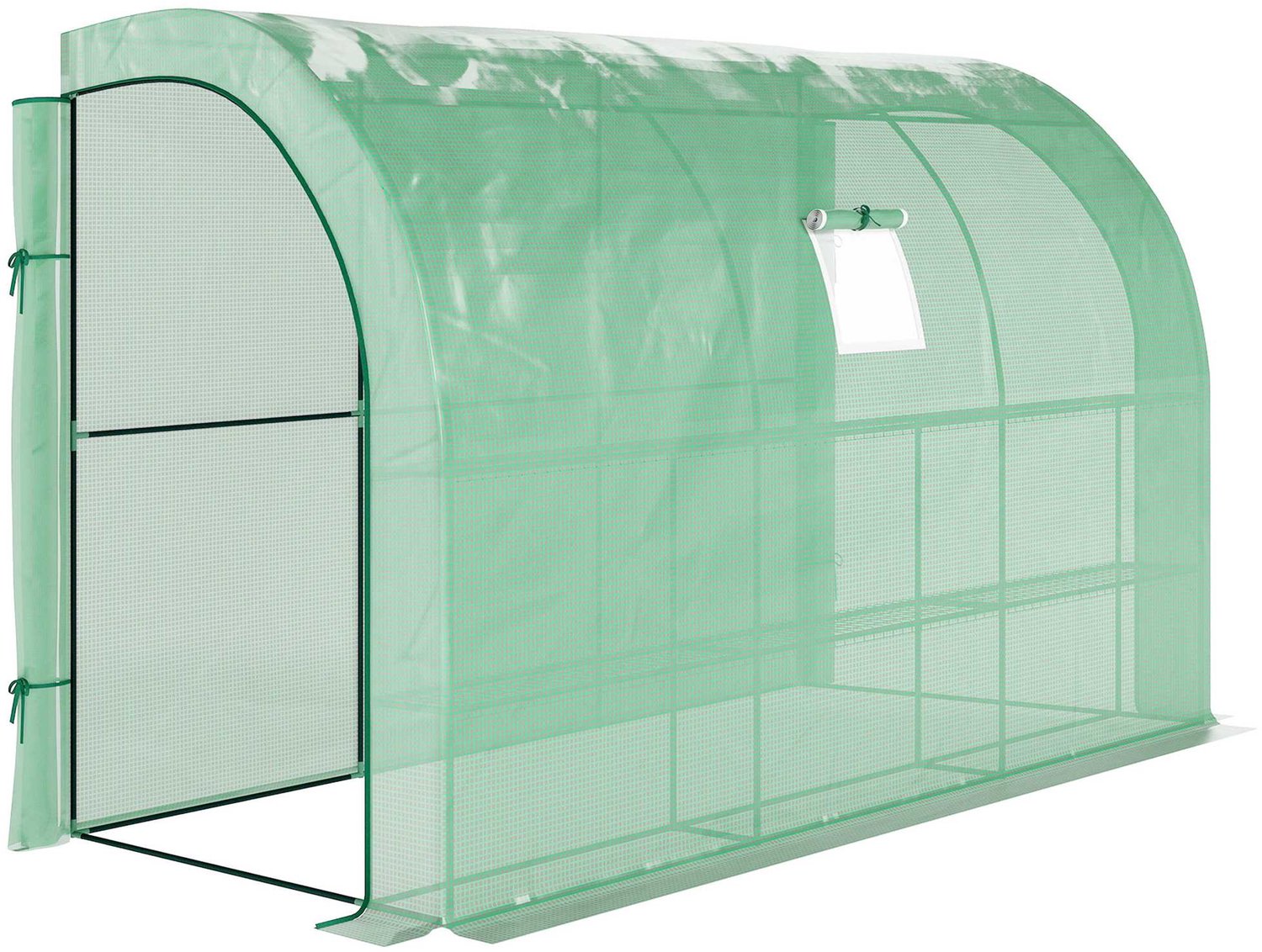 Sunona Foliekas - Met 3 etages en 6 schappen - Met roldeur en ramen - 300 x 150 x 213 cm - Groen