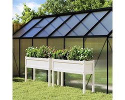 Homgoday plantenbak met rooster voor de tuin - 2 stuks met witte poten van massief grenenhout - Voor buiten en balkon, model 837567