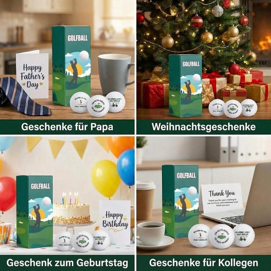 3-Pack Grappige Golfballen in Cadeaudoos - Origineel Cadeau voor Verjaardagen, Vaderdag en Kerst - Perfect voor Golfers, Vrienden en Familie — afbeelding 4