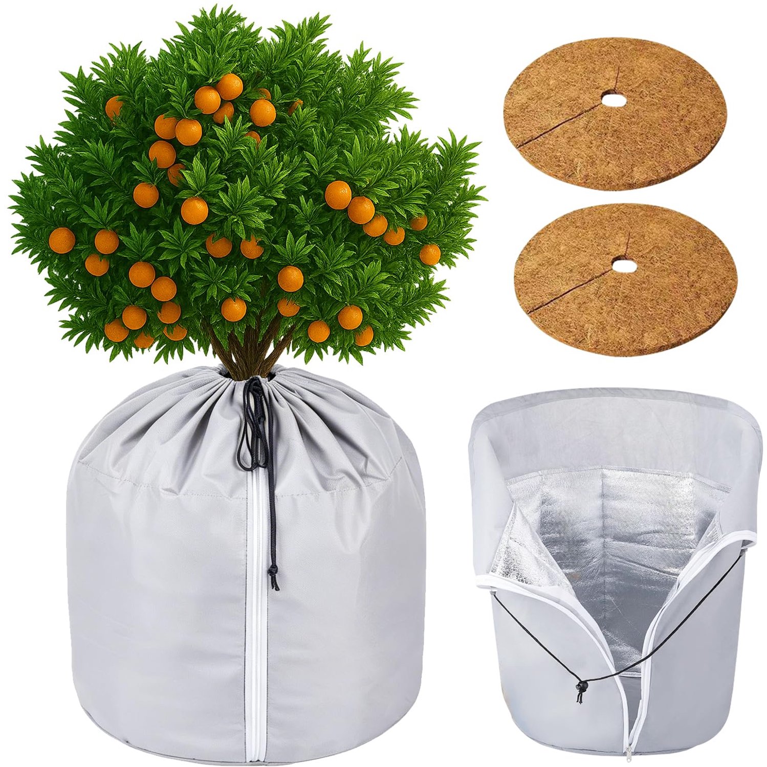 Famanu - Thermo Potbescherming voor Planten - Bescherming tegen kou - Duurzaam polyester - Groen 2 stuks
