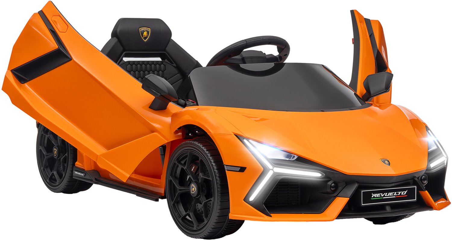 Playon Elektrische kinderauto Lamborghini Revuelto - Met afstandsbediening en LED-verlichting en muziek - 105 x 60 x 40 cm - Oranje