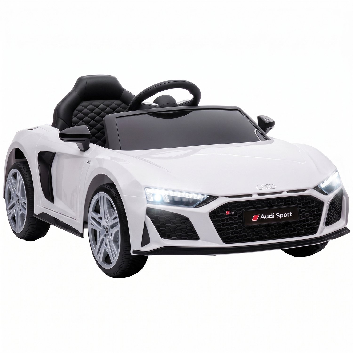 Playon Elektrische kinderauto Audi R8 Spyder - Met afstandsbediening, lithium-accu en vering - 107 x 58 x 44 cm - Wit