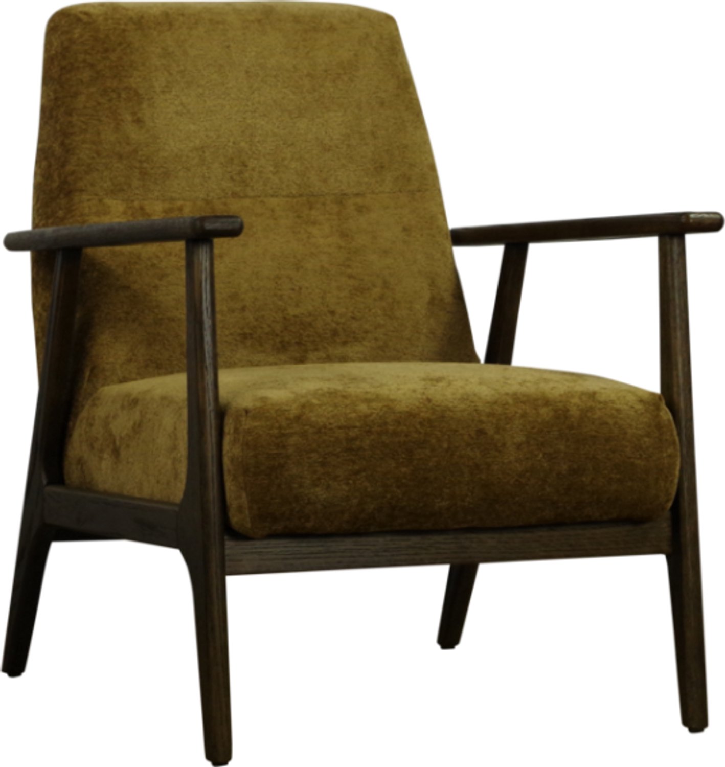 Meubelplaats Fauteuil Fenna stof Stella Brandy 127 met houten armleuningen