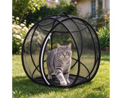 Opvouwbare Kattenren Bal - Oprolbare, 360° 'pop-up' speelbal van gaas voor katten – Met een handvat - voor buitengebruik - Opvouwbare speelbal (68 cm) – draagbare - lichtgewicht kooi -Interactief kattenspeelgoed voor gebruik in de tuin of buiten