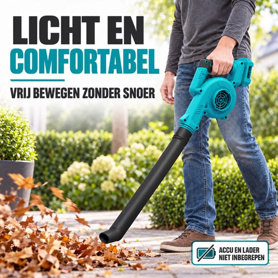 Accu Bladblazer 2-in-1 – Bladzuiger en Luchtblazer – Alleen Machine Zonder Accu en Lader – Met Opvangzak en Mondstukken voor Tuin, Auto en Werkplaats — afbeelding 5