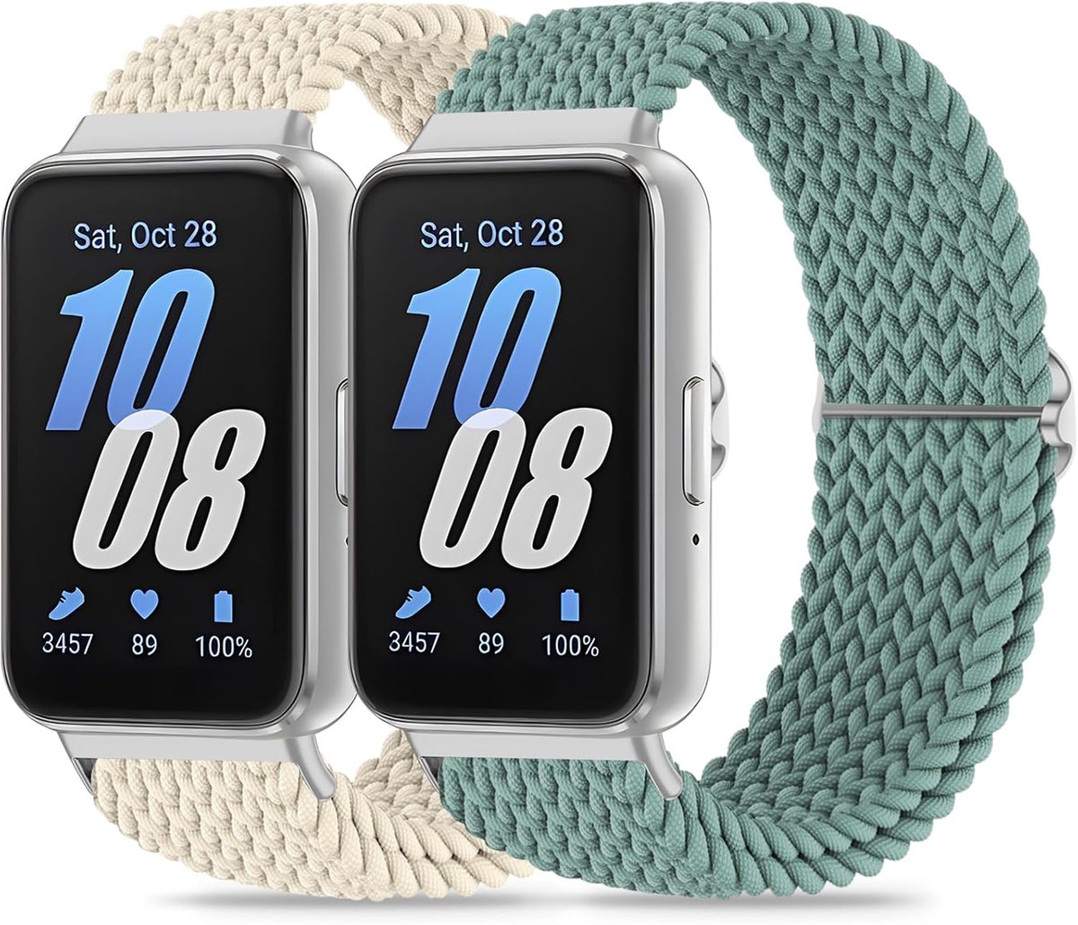 2 Pieces Braided Elastic Soft Nylon Strap Compatible with Samsung Galaxy Fit 3 SM-R390 for Men and Women - ShopVlot