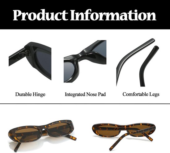Retro ovalen zonnebril klein frame - vintage 90s cat eye - UV400 bescherming - stijlvol en trendy - ShopVlot — afbeelding 5