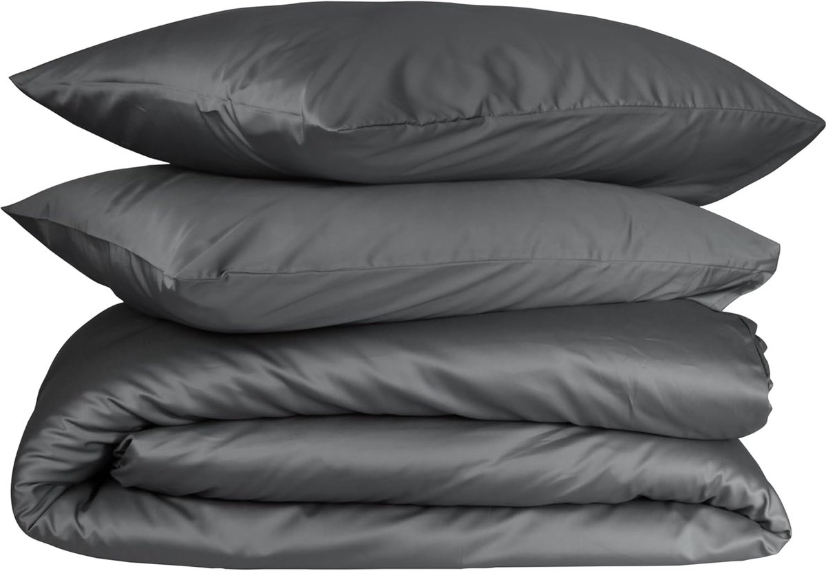 Dekbedovertrek Double 200x200/220 cm - 100% Katoen Satijn - Zacht en Huidvriendelijk - Anthraciet - SnelShoppen