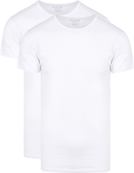 Een 2-pack van witte Slater T-shirts met ronde hals.