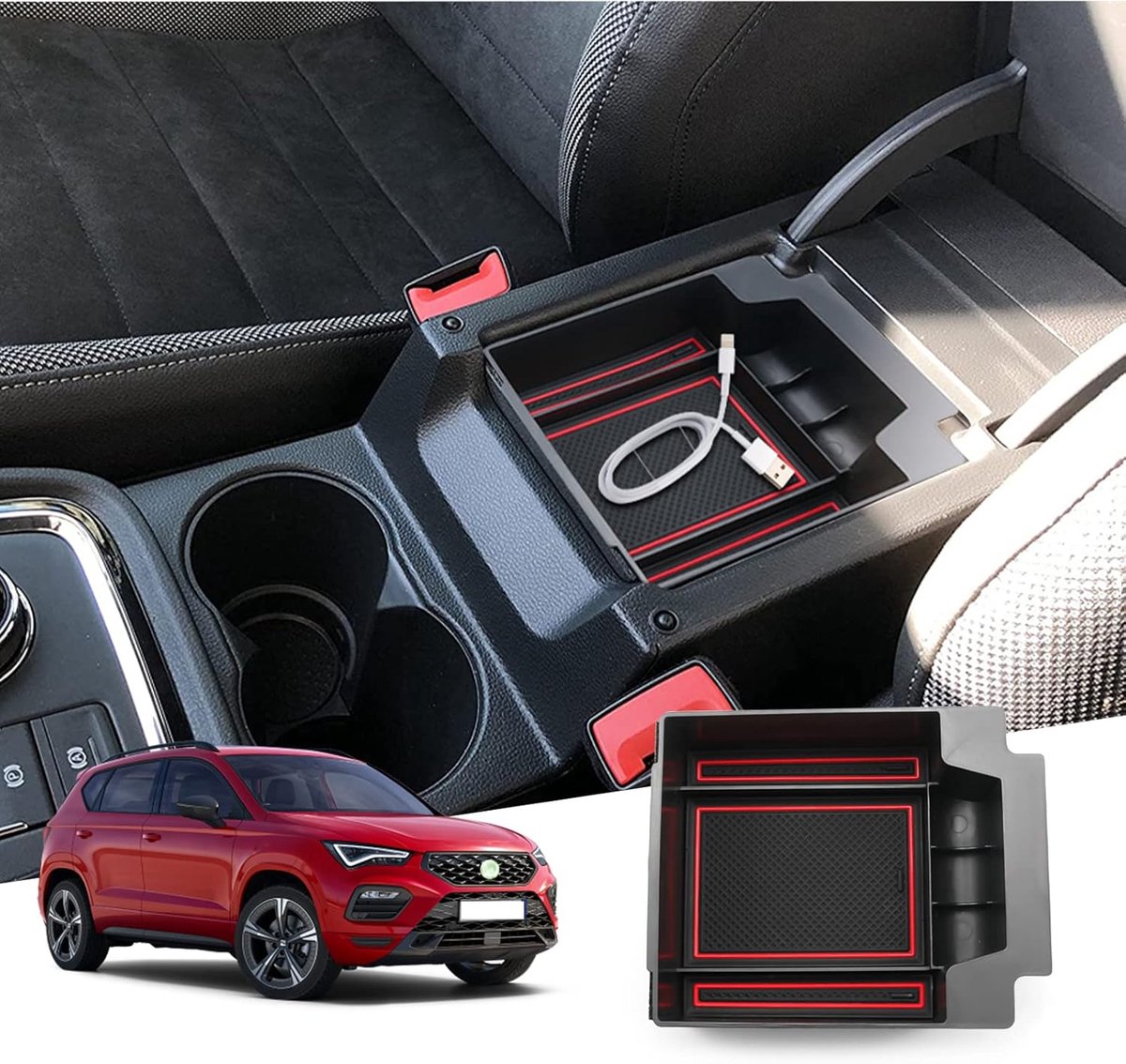 GAFAT Seat Ateca FR Facelift/Cuprα Ateca 2017-2023 2024 2025 Storage Box for Center Console, Seat Ateca 2024 Center - ShopVlot