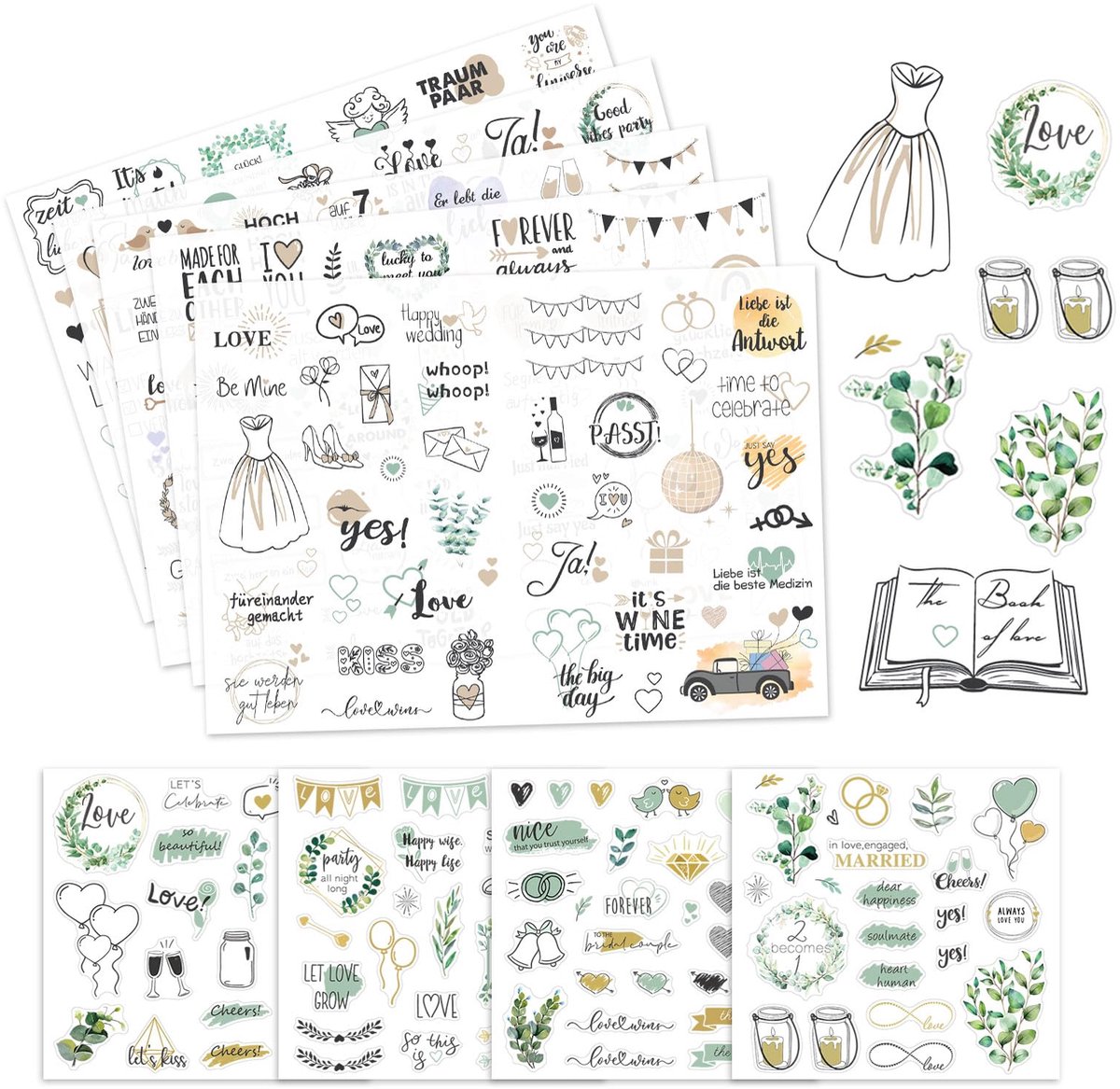 Eucalyptus stickers gastenboek - 401 motieven - fotoalbum stickers - perfect voor bruiloft en scrapbook - ShopVlot