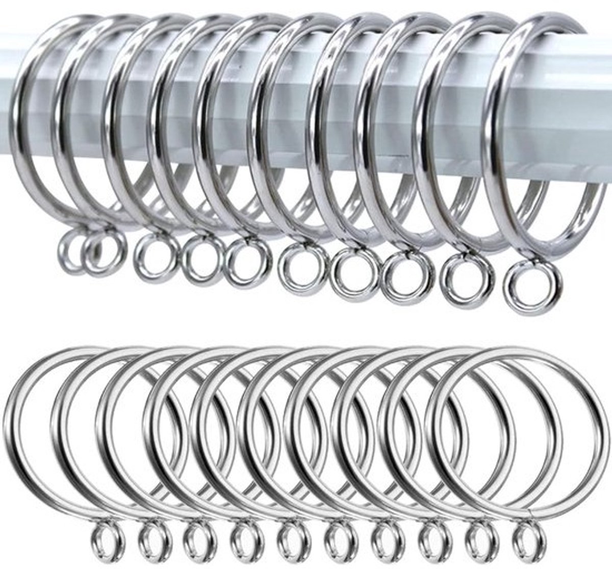 metalen gordijnringen - gordijnophangers - raambekleding - duurzaam metaal - 45 mm - binnenmaat - zilver
