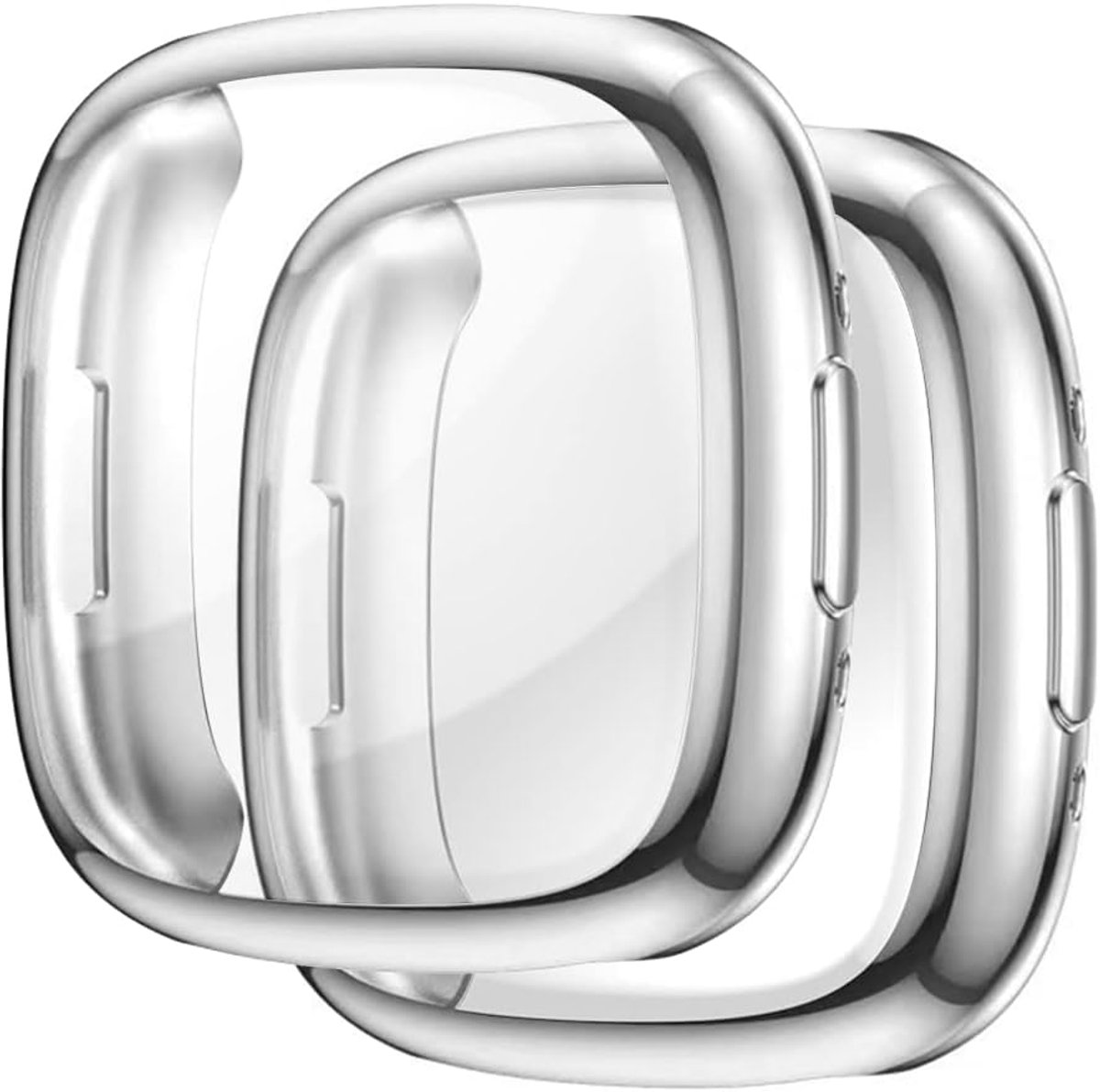 [2 Pieces] Case Compatible with Versa 4, Silver All-round Protective Case with Screen Protector, [Stain Resistant] - ShopVlot