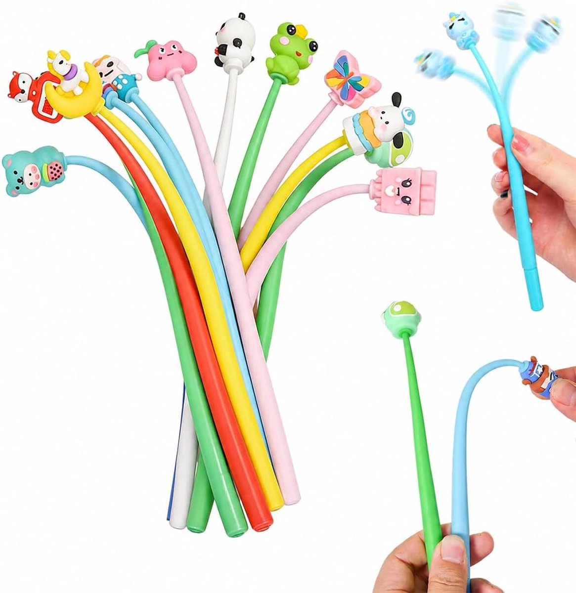 15 grappige pennen voor kinderen, Kawaii, siliconen balpen, dieren, squishy balpen, hulpmiddel, verjaardagscadeaus - ShopVlot