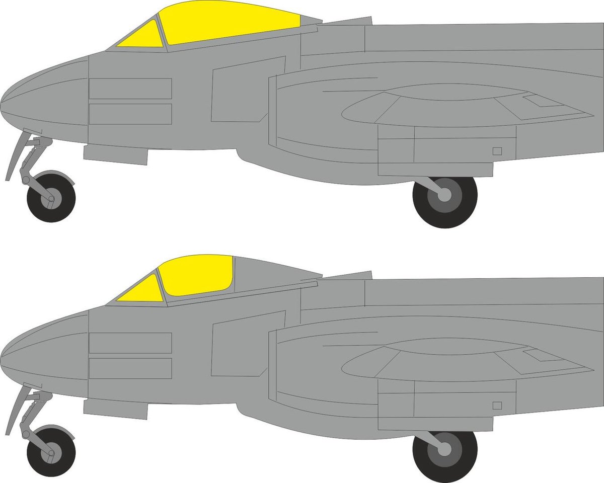 Eduard Modelbouwpakket - JX356 TF Maskering Set voor Gloster Meteor F.8 - Accessoires set - 1:32 - Modelbouw