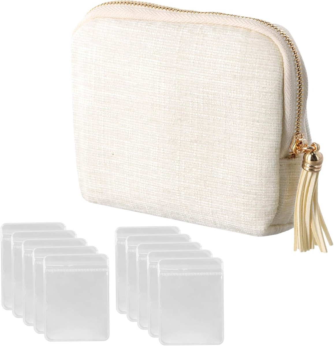 Sieradenopbergdoos met franjes, organizer voor juwelen en cosmetica, 7 vakken voor armbanden, ringen, kettingen en oorbellen