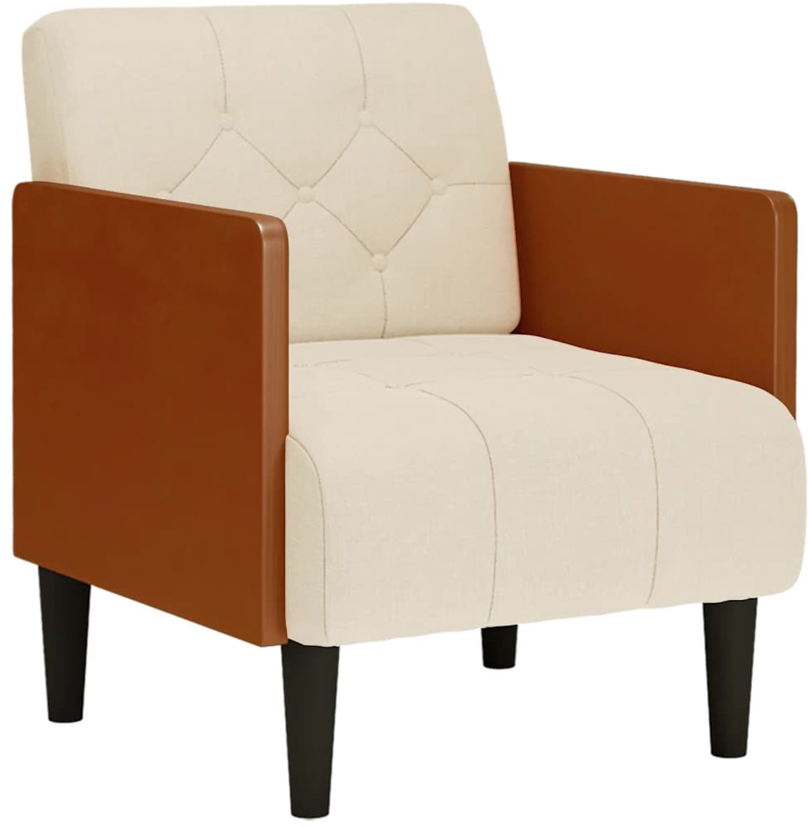 vidaXL Fauteuil - met - armleuningen - 55 - cm - Linnen