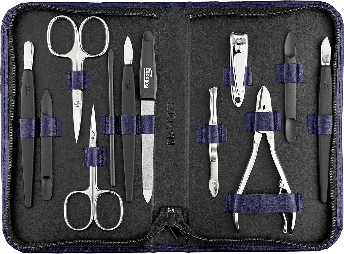 SnelShoppen - 12-delige Manicureset Heren en Dames - Hoogwaardige Nagelverzorgingsset met Echt Lederen Etui - Perfect voor Manicure en Pedicure, Cadea
