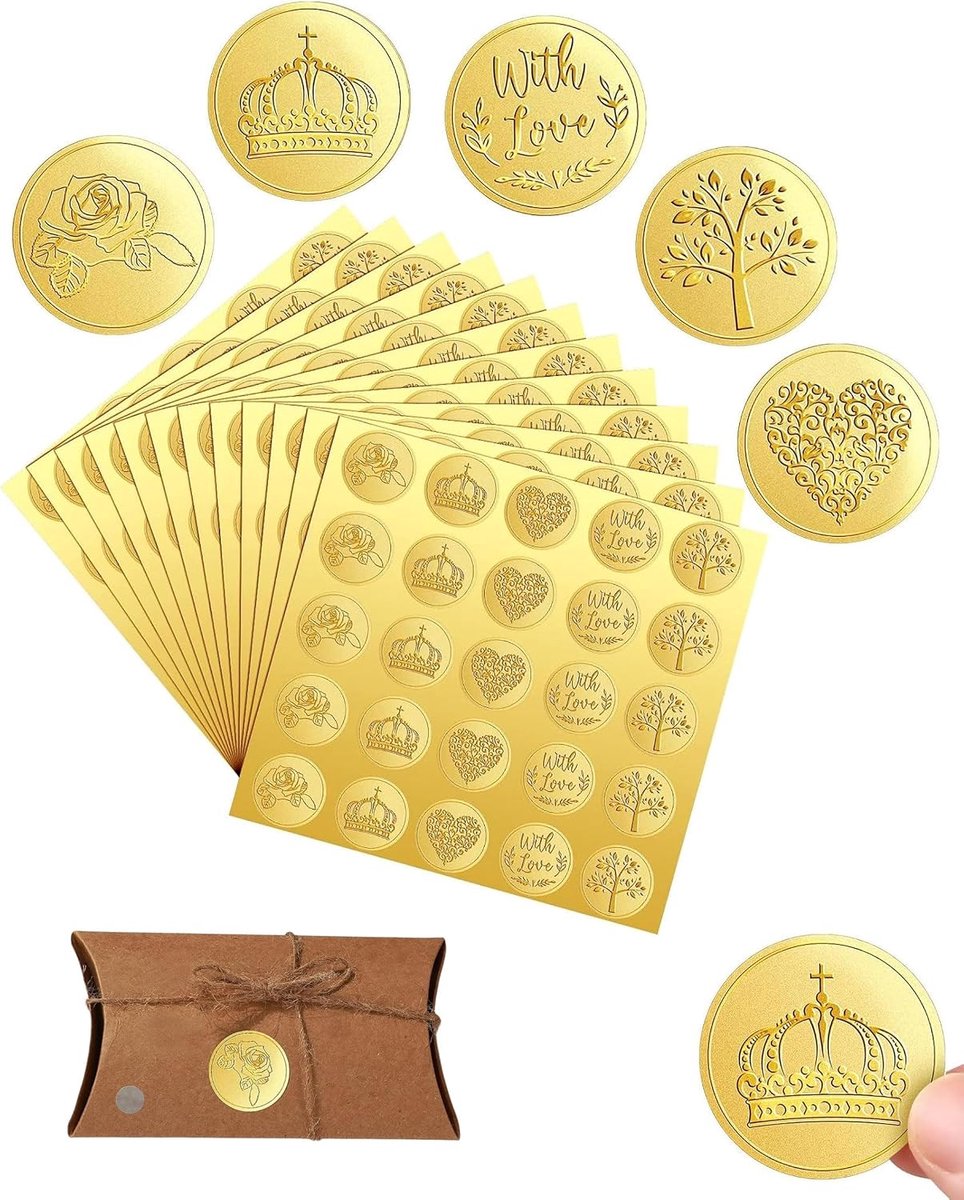 Autoklemmers Ronds Transparents pour Enveloppe 125 stuks Lot de 5 bladeren in de vorm van hart goud Sealler kaart - ShopVlot