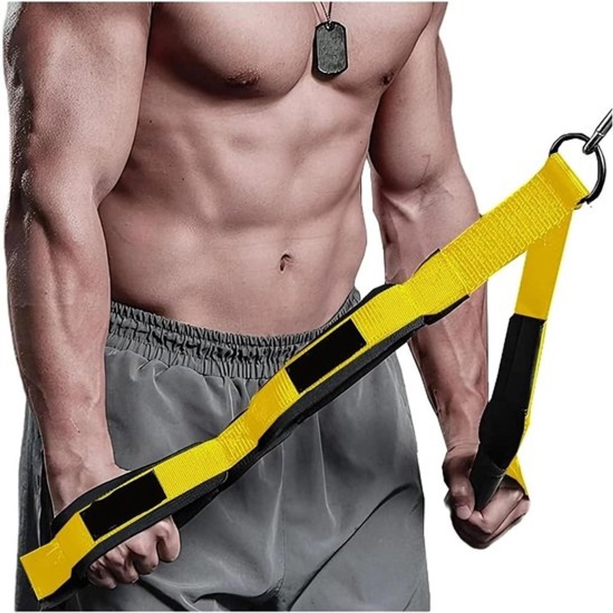 Triceps Touw - Pull Down Bevestiging - Krachttraining - Ergonomisch Ontwerp - Niet gespecificeerd - Geel