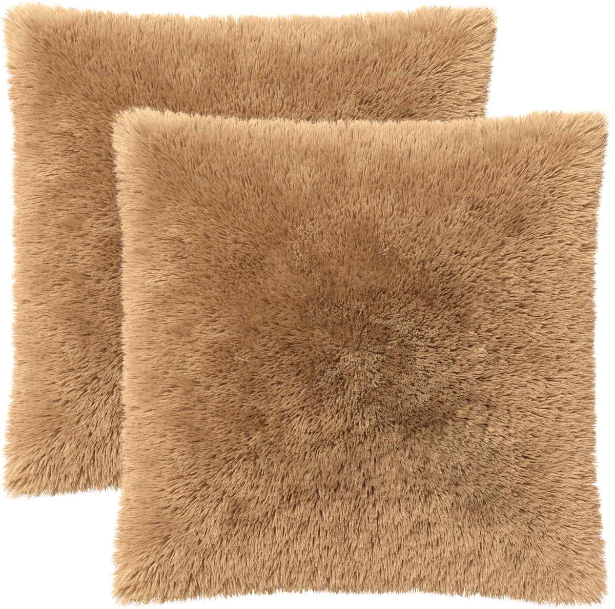 vidaXL Dekenkussen - 2 - st - HEERLEN - Taupe - 55 - x - 55 - cm - PV - Fleece