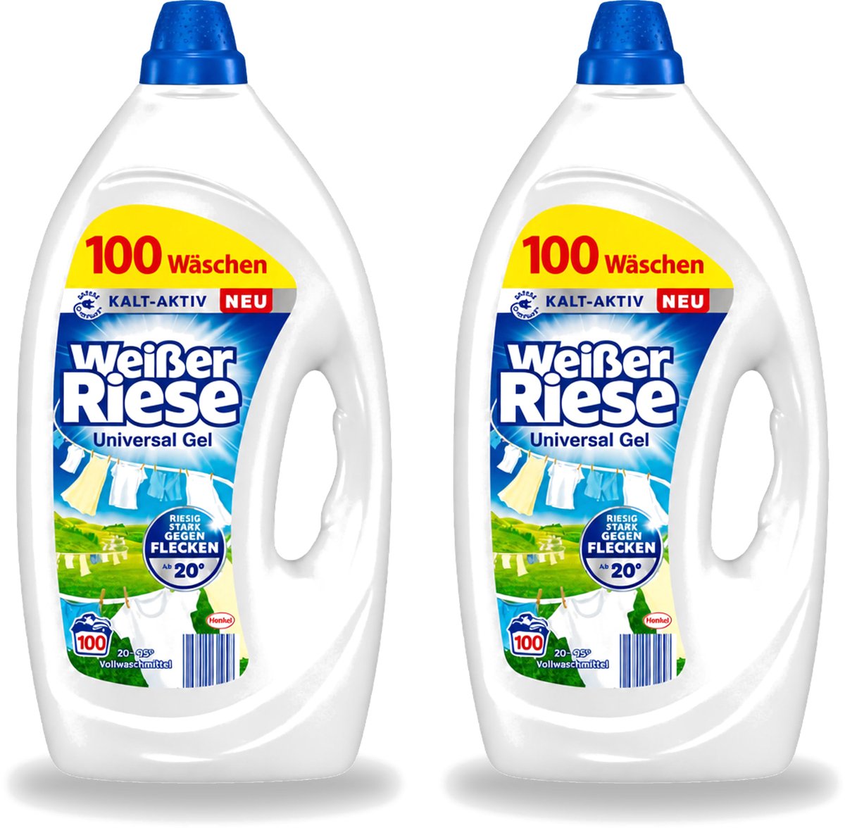 2 x Witte Reus - Gel - Vloeibaar Wasmiddel - Witte Was - 100 Wasbeurten - Voordeelverpakking - 2 stuks