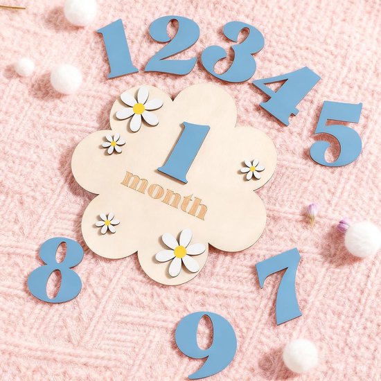 Milestone Maps, DIY Milestone Cards, Baby Wood, Flower Style Baby Milestone Photo Props, for 0-12 Months Toddlers - ShopVlot — afbeelding 3