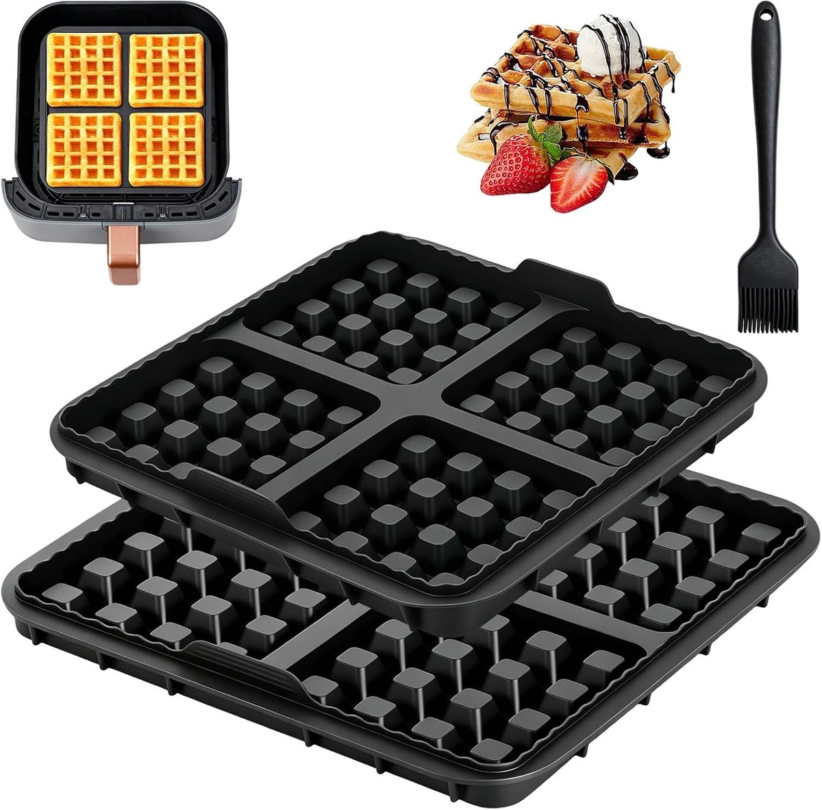 2 maten wafelvorm voor airfryer siliconen voor airfryer 4,2-6,2 l airfryer