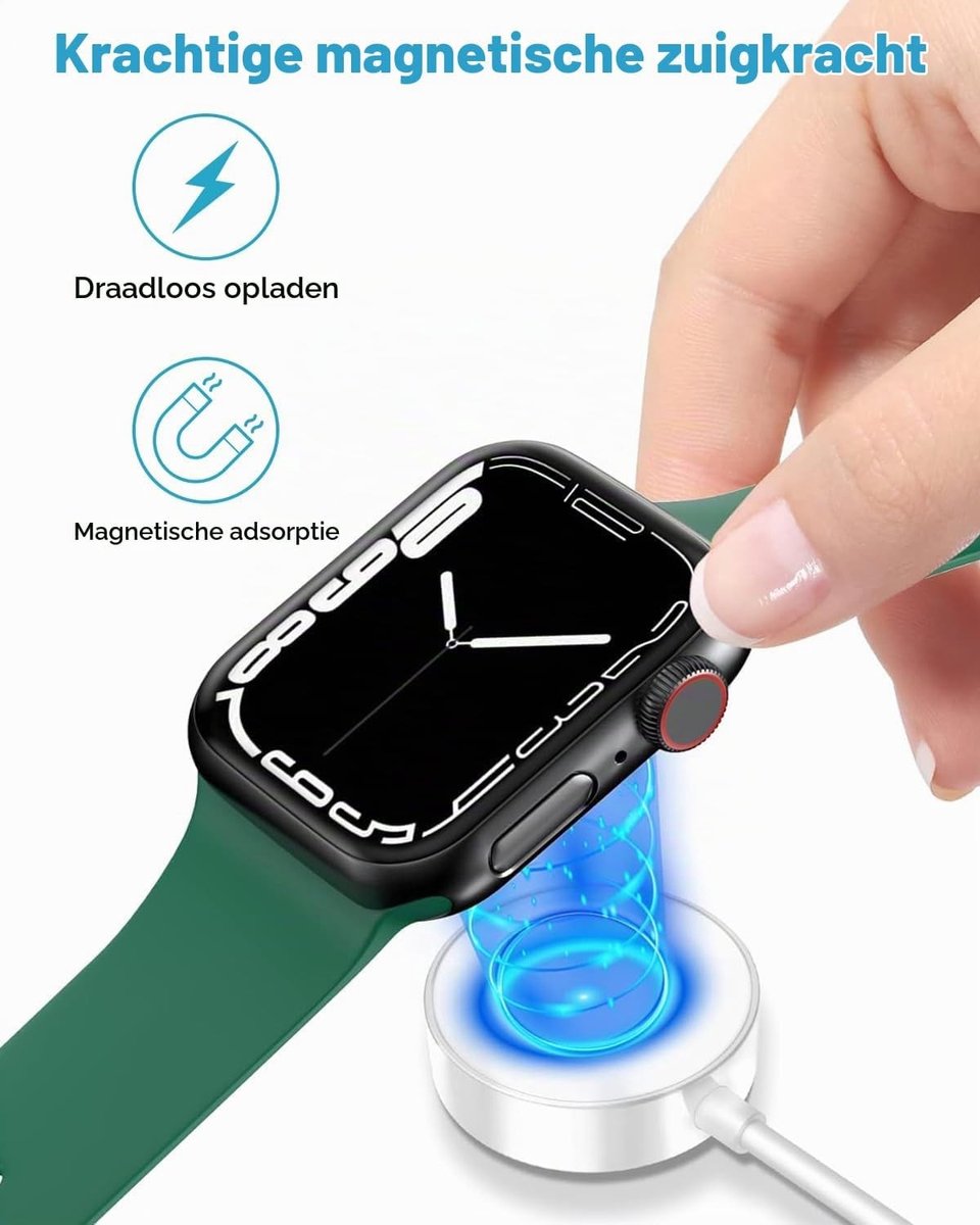 Draadloze Snelle Oplader voor Smartwatch, 2M Magnetische Oplaadkabel USB-C Geschikt voor Series 9/8/7/6/5/4/3/2/SE/Ultra