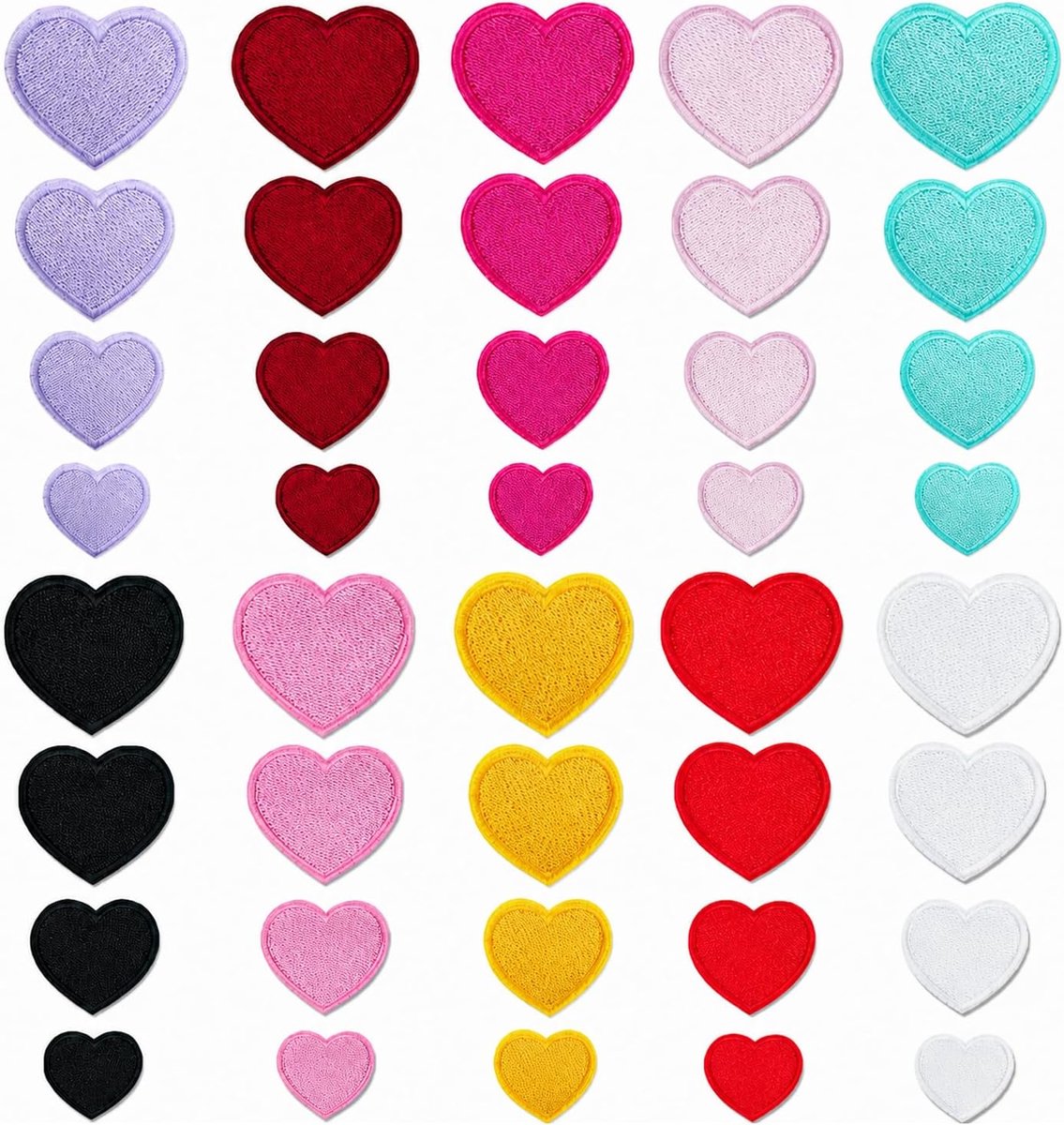 40 Stuks Kleurrijke Hart Strijkpatches, Strijkpleisters Volwassenen, Strijkpatch Kinderen Voor Kinderkleding, Volwassenenmode En Creatieve DIY Knutselprojecten