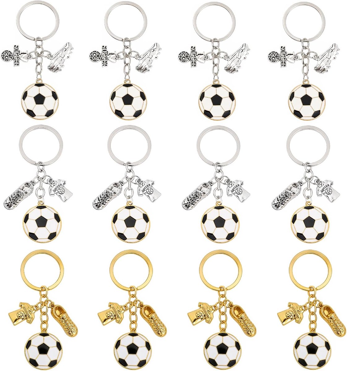 12 stuks voetbal sleutelhangers set 3 stijlen sport cadeautje jongens