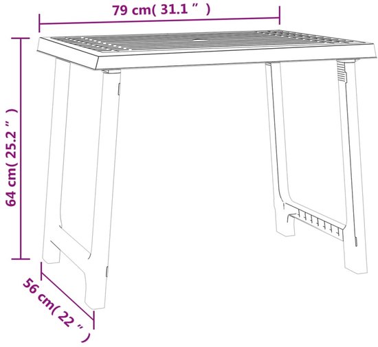 Campingtafel hout-look 79x56x64 cm PP groen van Vidaxl — afbeelding 5