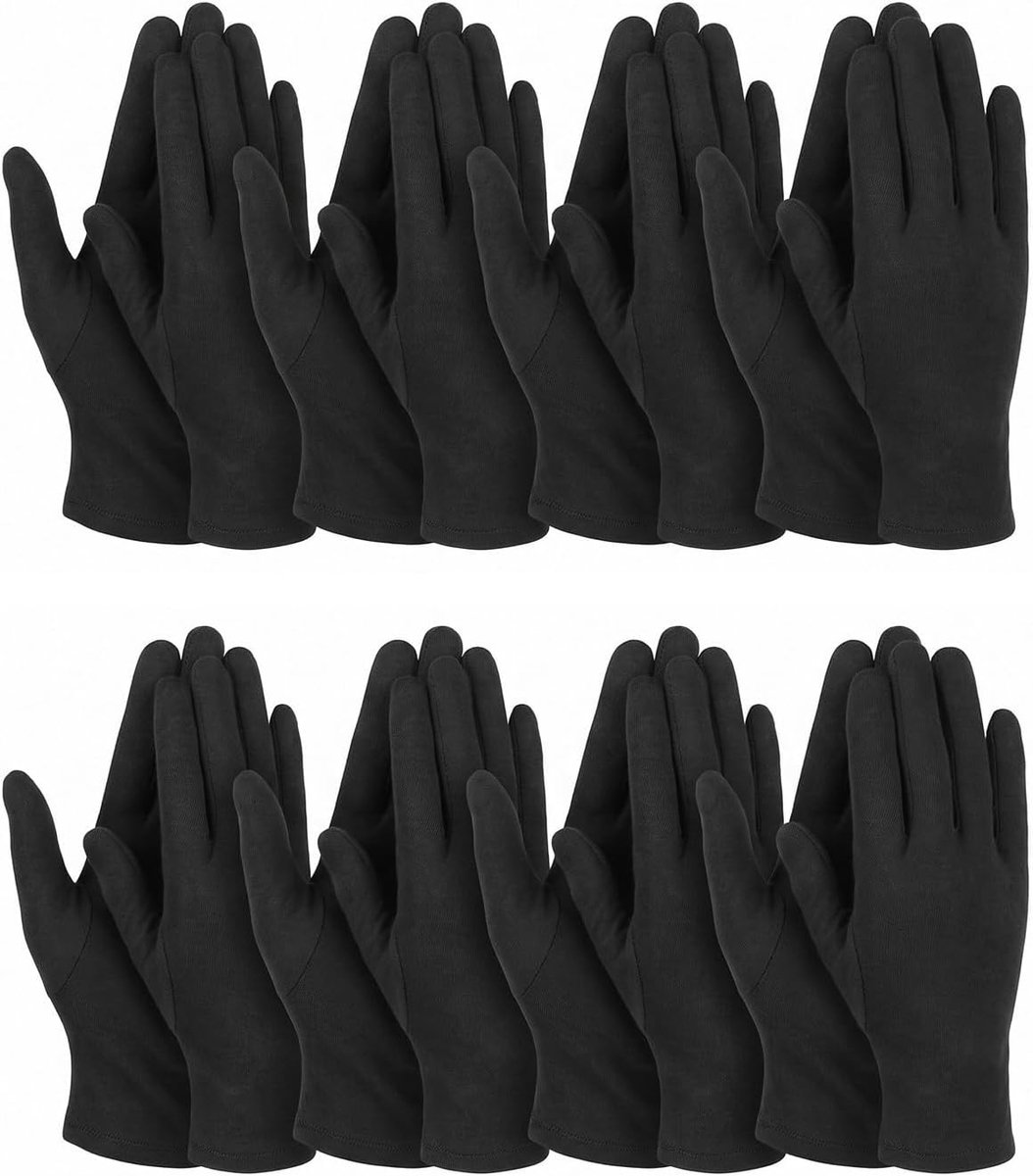 Katoenen handschoenen, 8 paar - dermatologische handschoenen voor handverzorging, eczeem, nachtcrème en gevoelige huid, dun en herbruikbaar
