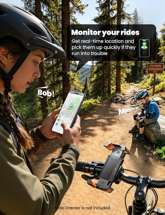 Fiets- en motorsteun voor smartphones – oranje telefoonhouder met verstelbare grip en anti-slip functie — afbeelding 2