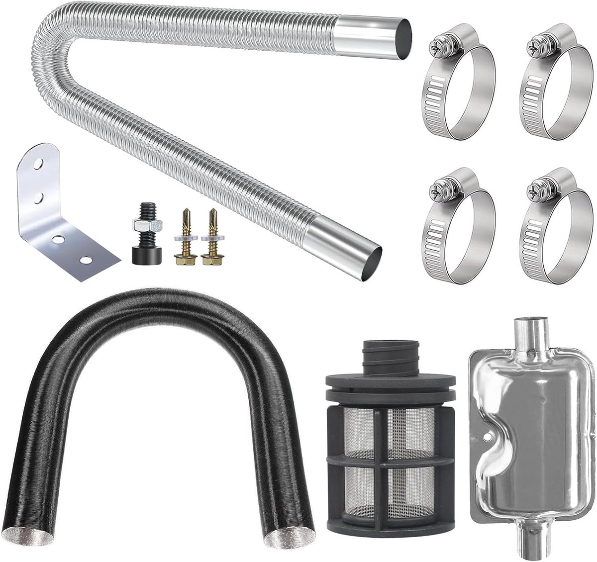 Floor Drain Hose, 300 cm, Drain Hose + Silencer + Air Filter + Stainless Steel Accessories, Winter Diesel Heater - ShopVlot