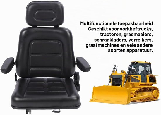 Verstelbare Zitting met Hoofsteun voor Tractors, Mowers en Graafmachines - Comfortabel en Duurzaam — afbeelding 3